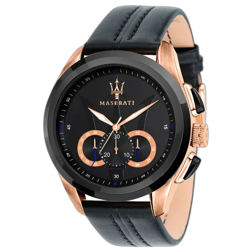 Maserati Black Dial 45 mm Leather Strap Men's Watch R8871612025