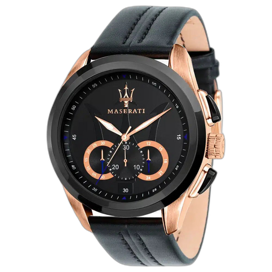Maserati Black Dial 45 mm Leather Strap Men's Watch R8871612025