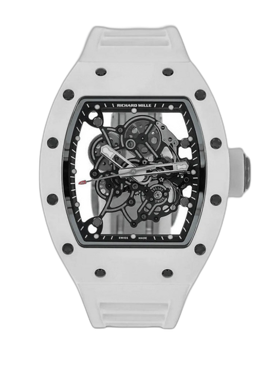 Richard Mille RM055 BBR White Ceramic Skeleton Swiss Replica Sports Watch, AAA Super Clone