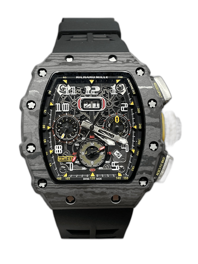 Best Richard Mille RM 11-03 Replica Watch For Men – Swiss Movement, Skeleton Dial, Carbon Fiber Case