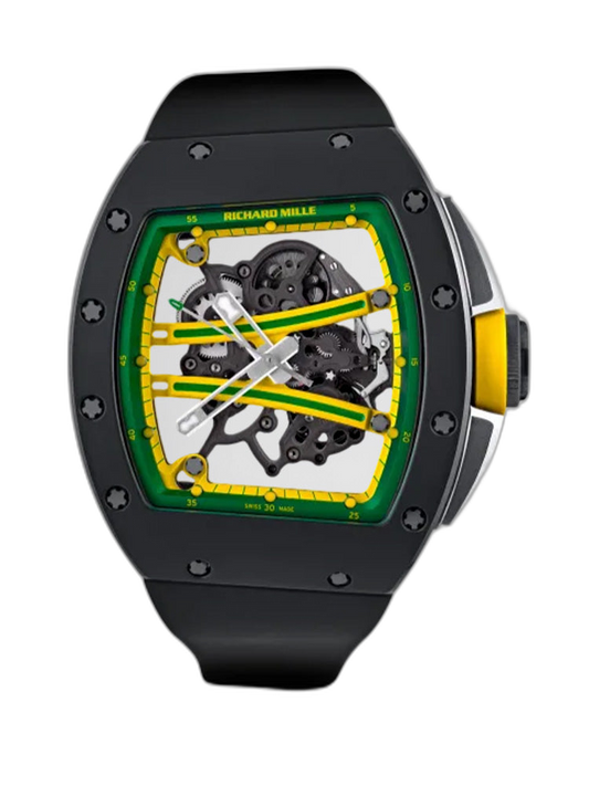Replica Richard Mille RM 61-01 Yohan Blake Super Clone RMUL2 Skeleton Manual Wind Watch Black Rubber Strap