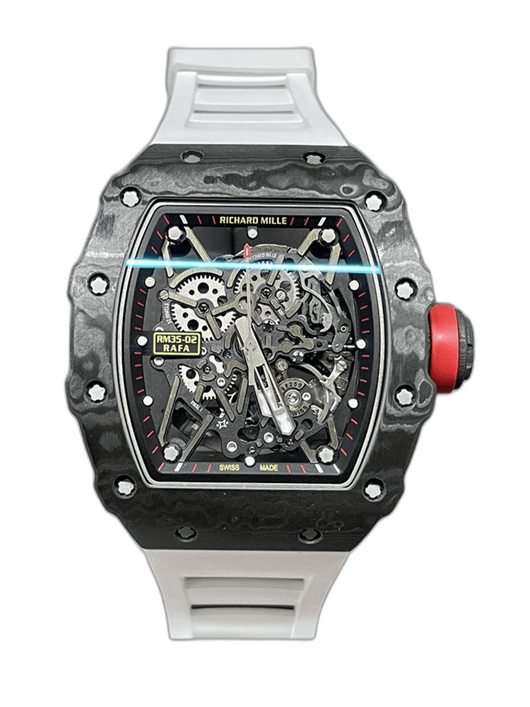 Swiss Richard Mille RM 35-02 Replica Rafael Nadal Watch – Skeletonized Dial & White Rubber Strap