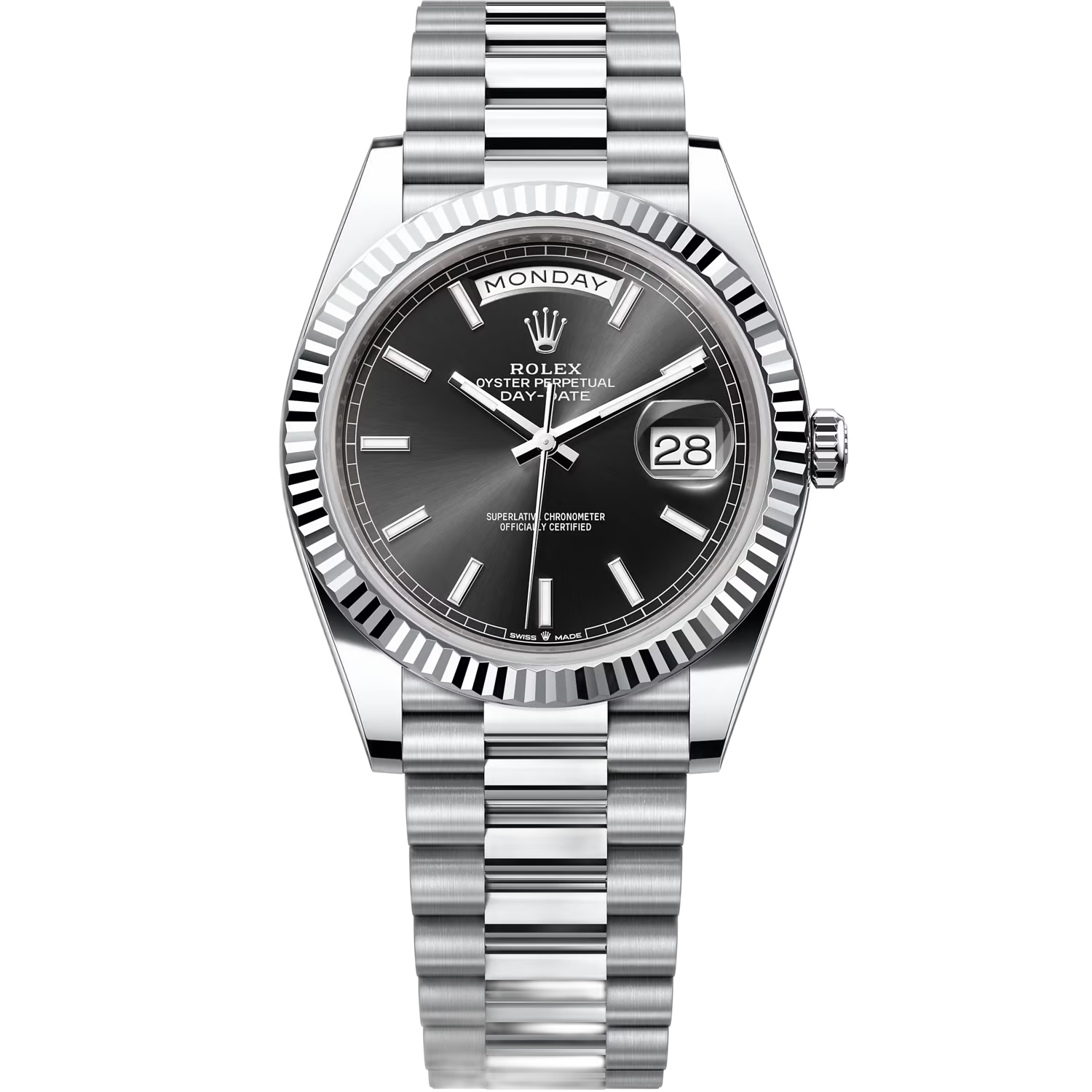 Rolex Day-Date Black Dial 41 mm Metal Bracelet Men's Watch (Ref. 118)