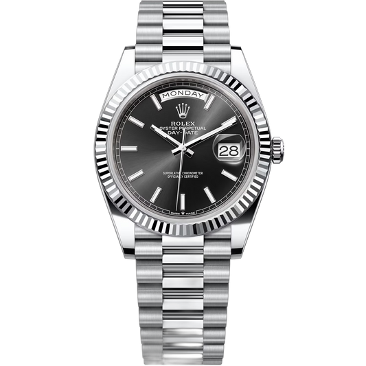 Rolex Day-Date Black Dial 41 mm Metal Bracelet Men's Watch (Ref. 118)