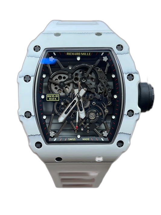 Best Replica RICHARD MILLE RM35-01 White Carbon Skeleton Dial Watch – Super Clone Quality