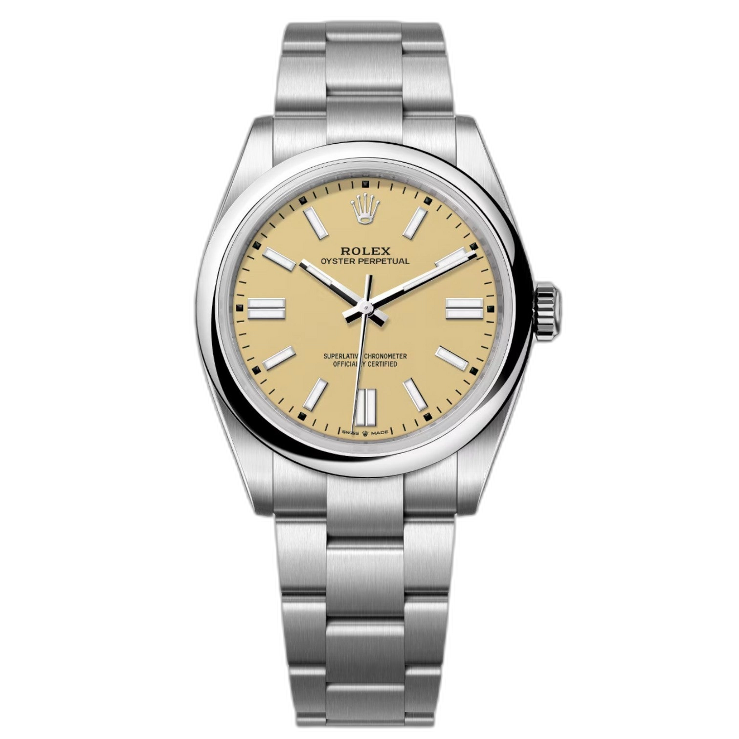 Rolex Perpetual Beige Dial 41 mm Metal Bracelet Men's Watch