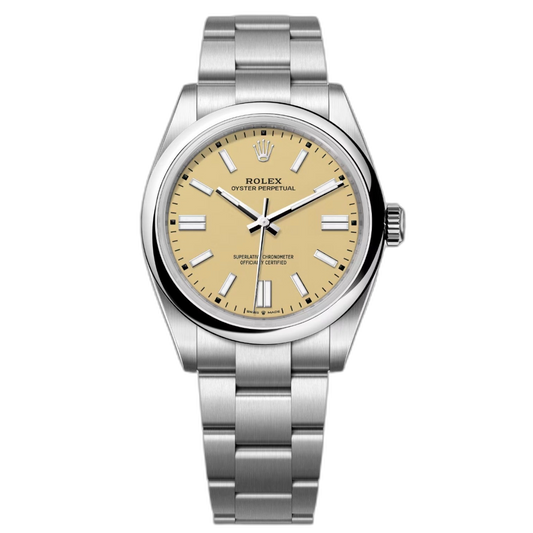 Rolex Perpetual Beige Dial 41 mm Metal Bracelet Men's Watch