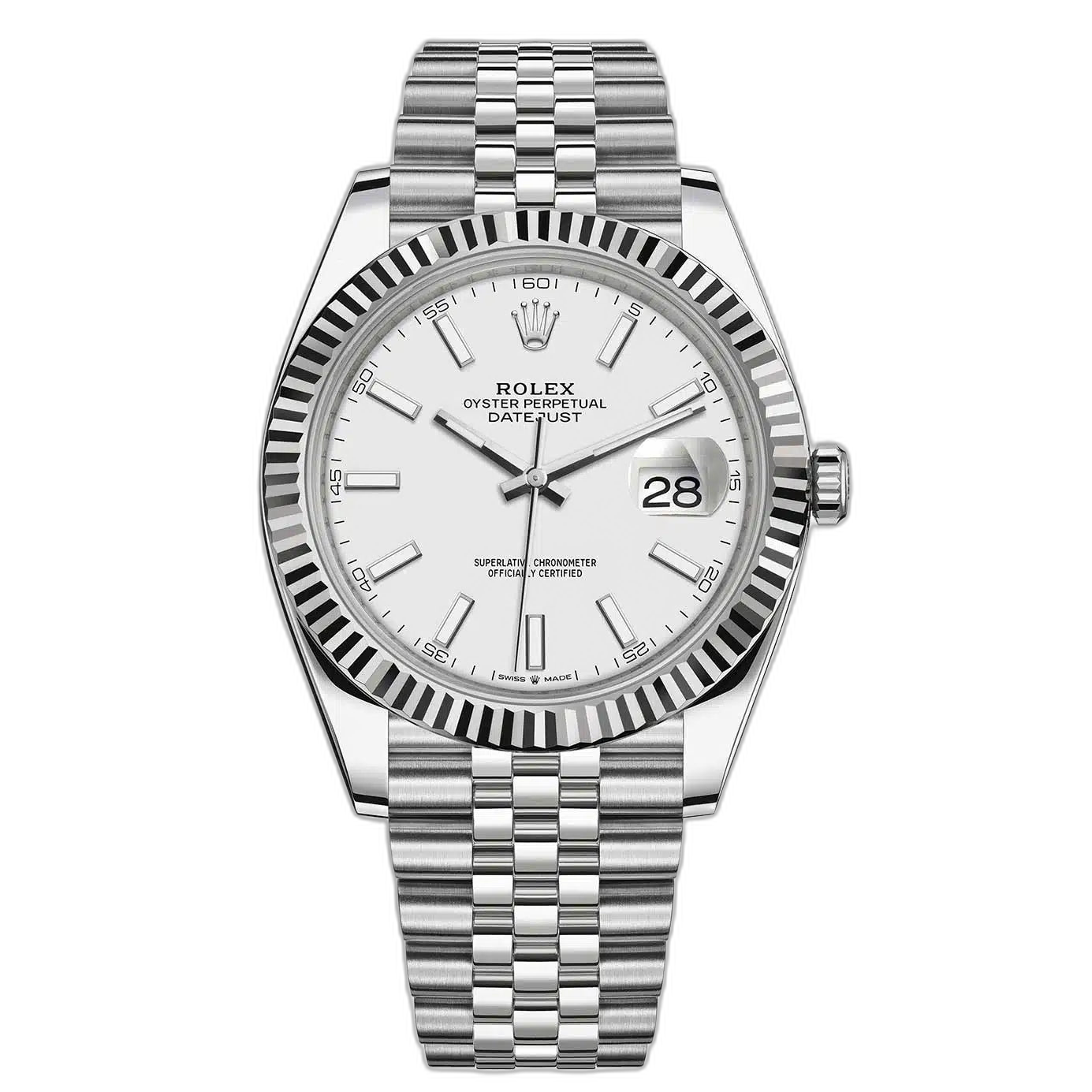 Rolex Datejust White Dial 41 mm Metal Bracelet Men's Watch (Ref. 078)