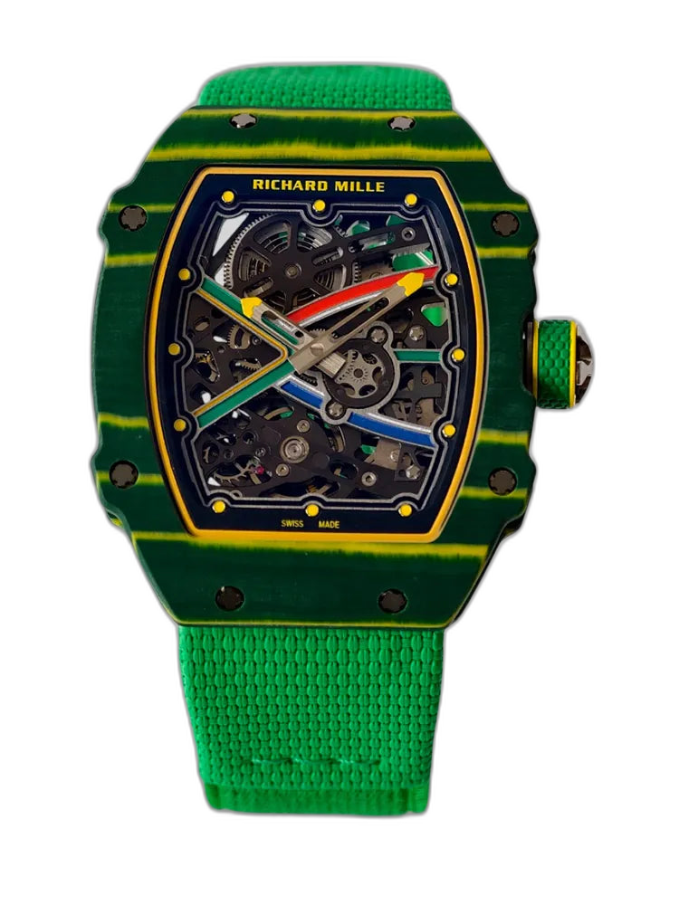UMI RM 67-02 Van Niekerk Green Carbon Yellow Bezel Green Fabric Strap Replica Watch