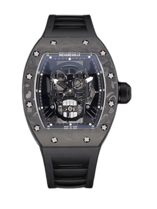 Best Richard Mille RM 052 Replica Black Carbon Fiber Case Watch – Men’s Luxury Watch With Skeleton Skull Dial