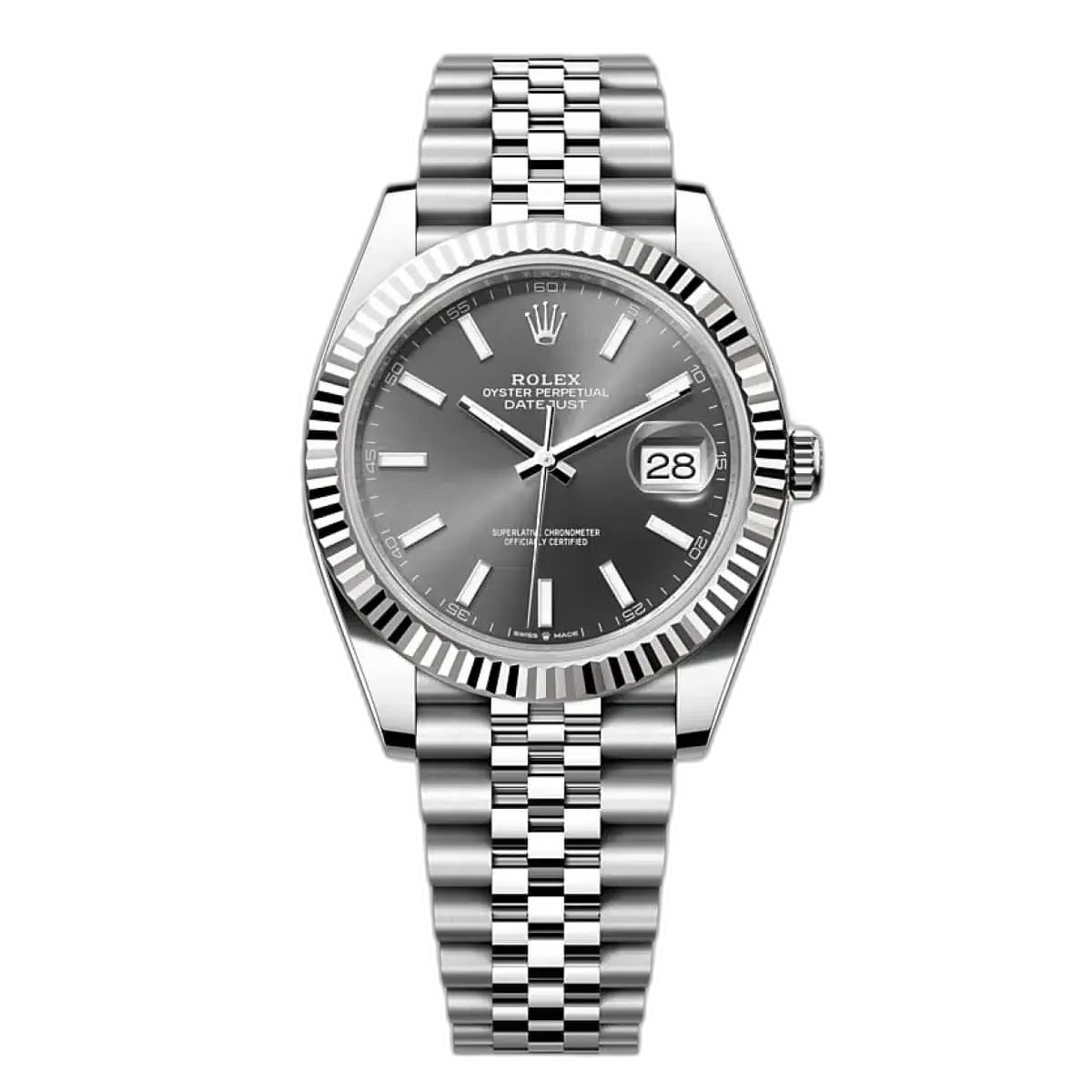 Rolex Datejust Gray Dial 41 mm Metal Bracelet Men's Watch (Ref. 030)