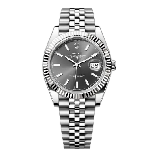 Rolex Datejust Gray Dial 41 mm Metal Bracelet Men's Watch (Ref. 030)