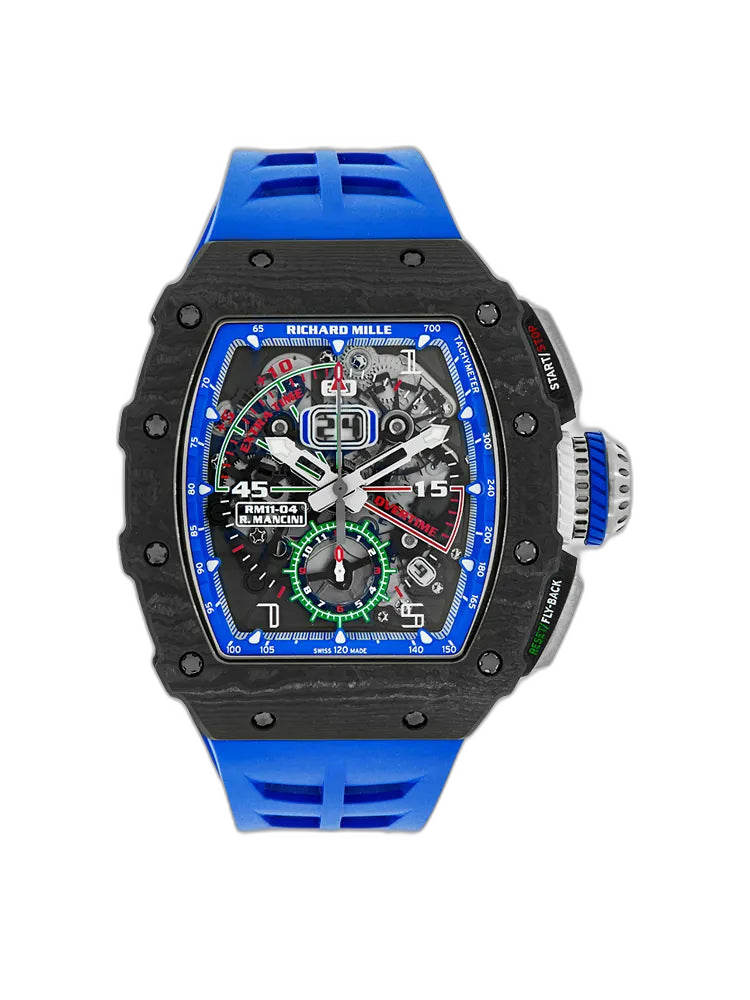 Richard Mille RM 11-04 Replica Skeleton Dial Blue Rubber Strap Luxury Sports Watch
